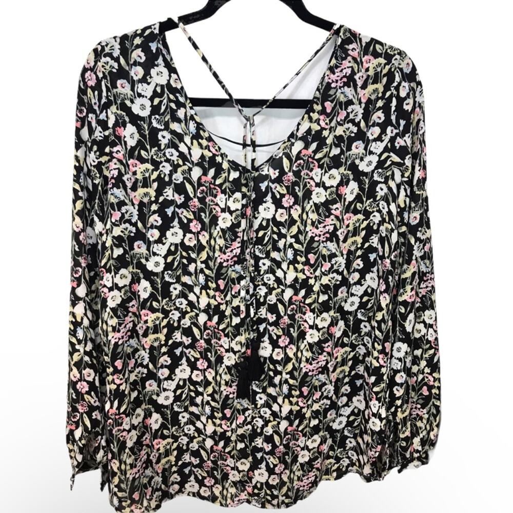 LC Lauren Conrad Floral Tunic top long sleeves New - Picture 2 of 12